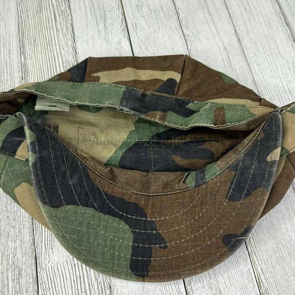 Military Army Woodland Camouflage‎ Utility Cap Hat Size Medium Camo Eagle - Picture 8 of 11